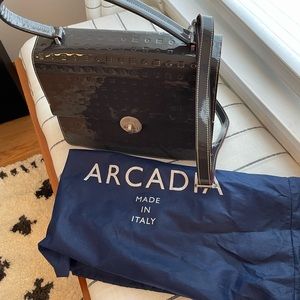 Arcadia Italian grey patent leather bag